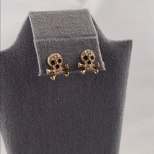 Jewelry - Gold and rhinestone skull earrings Jewelry - Gold and rhinestone skull earrings